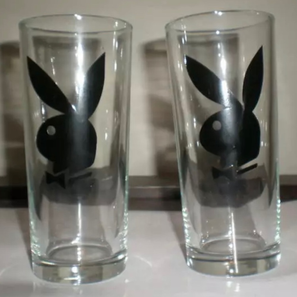 Rare Playboy Black Hi Ball Glasses